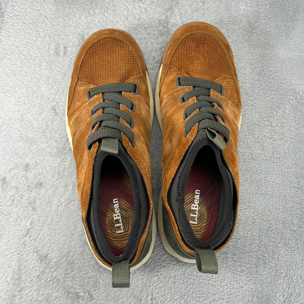 L.L. Bean Chestnut Suede Sneakers with Olive Details